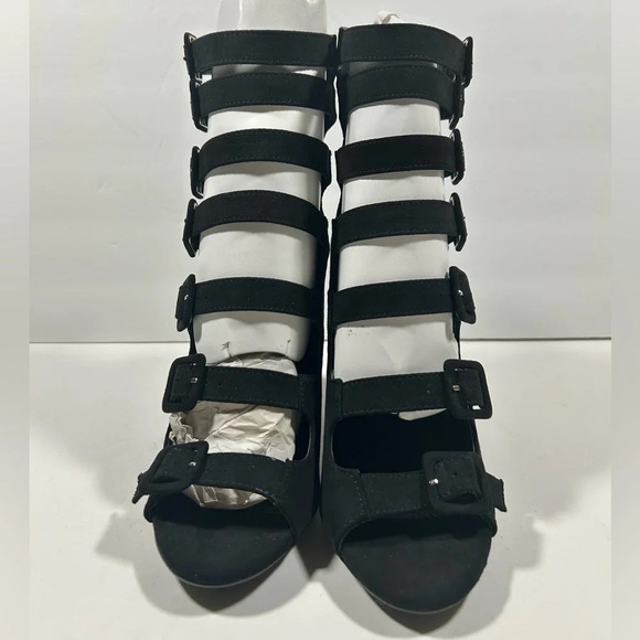 NIB!Olivia Jorgensen "Murray" 7 Buckles - Back Zipper - Pee a Boo Toe - Size 9 - Picture 6 of 14